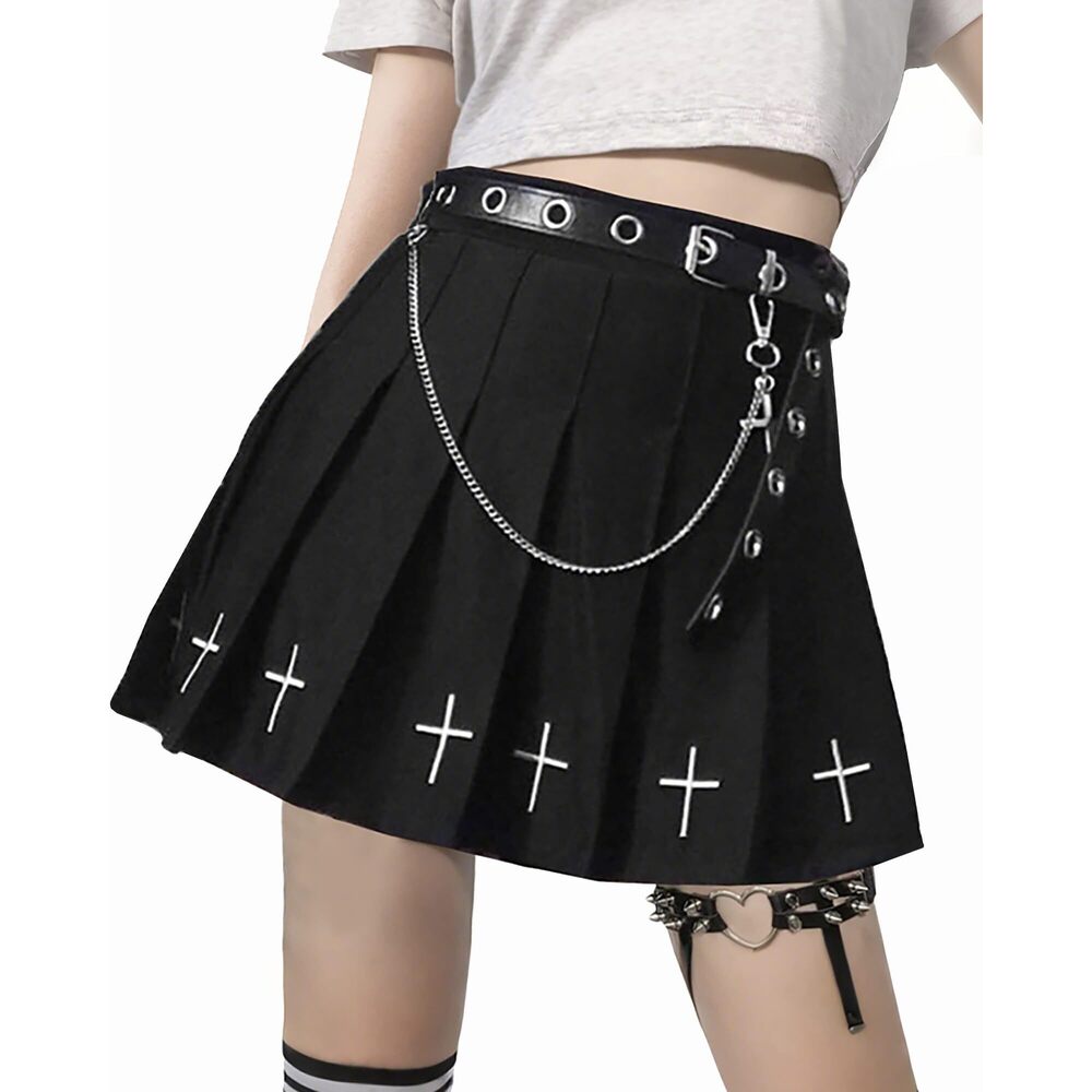 2646 Black Goth Clothing Plus Size Cargo Mini Skirt Y2k Cosplay Skirts